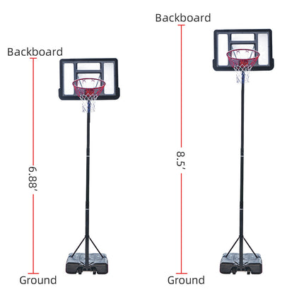 BG2- Portable Removable Basketball System Basketball Hoop Teenager PVC Transparent Backboard with Adjustable Height 7ft - 8.5ft - Likeshoppe 