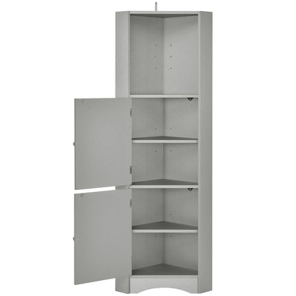 AM3- Tall Bathroom Corner Cabinet;  Freestanding Storage Cabinet with Doors and Adjustable Shelves;  MDF Board - Likeshoppe 