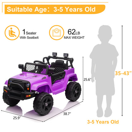 BH17- LEADZM Dual Drive 12V 4.5A.h with 2.4G Remote Control Jeep Purple - Likeshoppe 