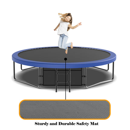 BA36- 14FT Recreational Kids Trampoline with Safety Enclosure Net & Ladder, Outdoor Recreational Trampolines - Likeshoppe 