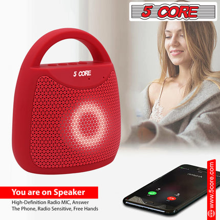 CC25- 4" Portable Bluetooth Speaker Outdoor Wireless Mini 40W with Loud Stereo and Booming Bass, USB, FM, 10H Playtime, LED Party Lights, Water Resistant 5 Core - BLUETOOTH 13R - Likeshoppe 