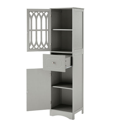 AN2- Tall Bathroom Cabinet;  Freestanding Storage Cabinet with Drawer and Doors;  MDF Board;  Acrylic Door;  Adjustable Shelf - Likeshoppe 