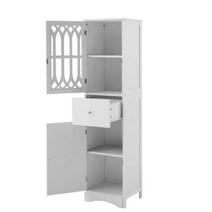 AN2- Tall Bathroom Cabinet;  Freestanding Storage Cabinet with Drawer and Doors;  MDF Board;  Acrylic Door;  Adjustable Shelf - Likeshoppe 