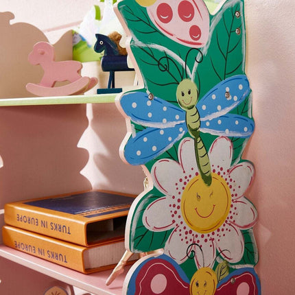 AT15- Kids Funnel Olivia the Fairy Girls Hand Painted 3 Tier Flower Bookcase with Drawers - Likeshoppe 